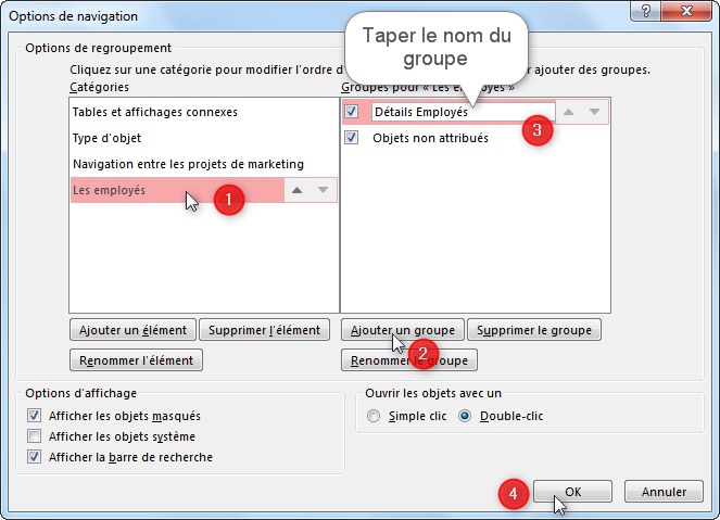 Créer une base de données Access