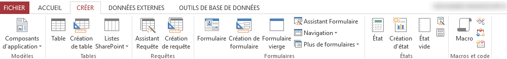 Créer une base de données Access