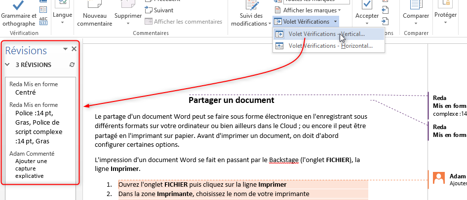 Activer le suivi des modifications