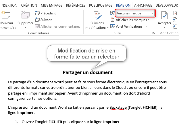 Activer le suivi des modifications