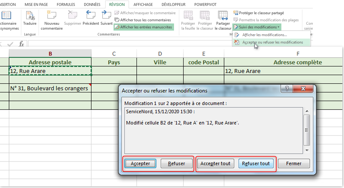 Partager un classeur et suivre les modifications