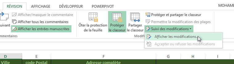 Partager un classeur et suivre les modifications