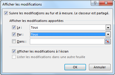 Partager un classeur et suivre les modifications