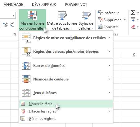 Formatage conditionnel personnalisé