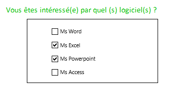 Excel, Les cases à cocher.