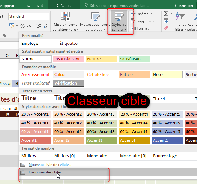 Excel, Copier un style de cellule