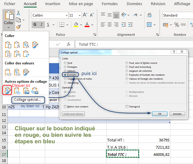 Formater le contenu d'une feuille Excel