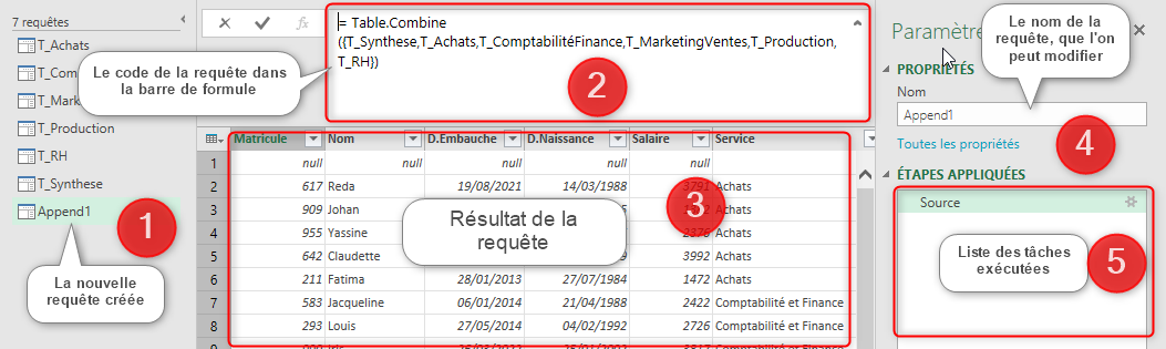 Excel, La fenêtre de la requête Power Query