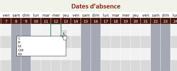 Excel, Améliorer et protéger le calendrier