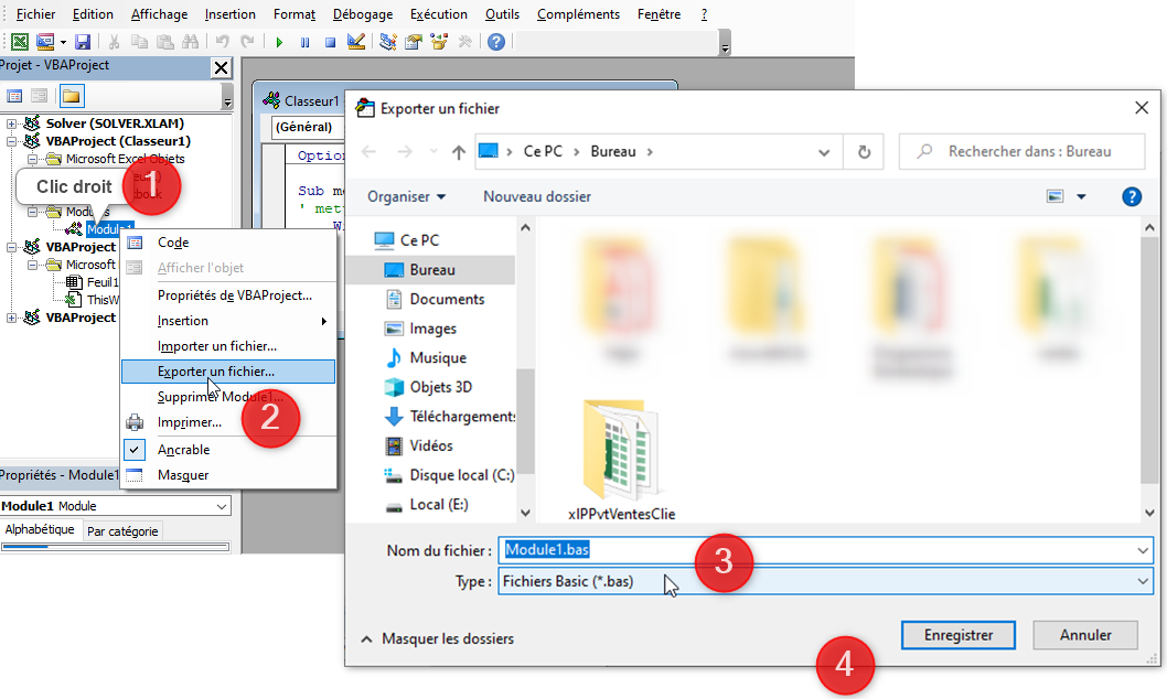 Excel, Exporter une macro