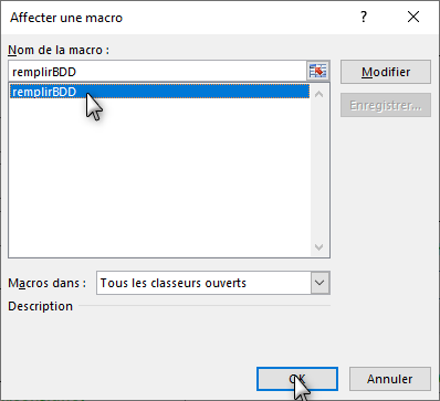 Excel, Affecter une macro à un bouton de commande Contrôle de formulaire.