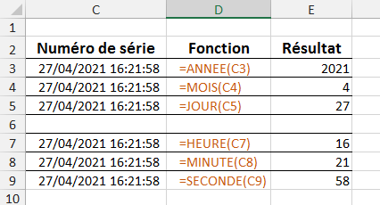 Excel, Les Dates et les Heures