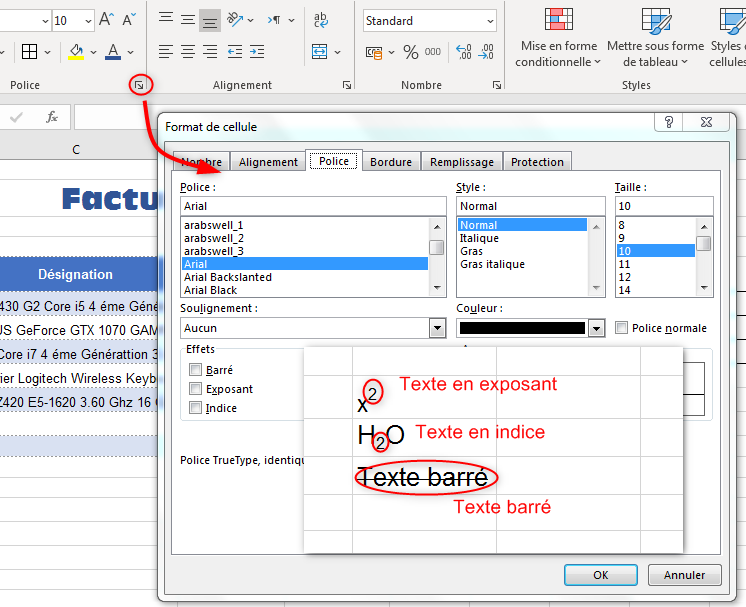 Formater le contenu d'une feuille Excel