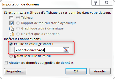 Excel, importer des données