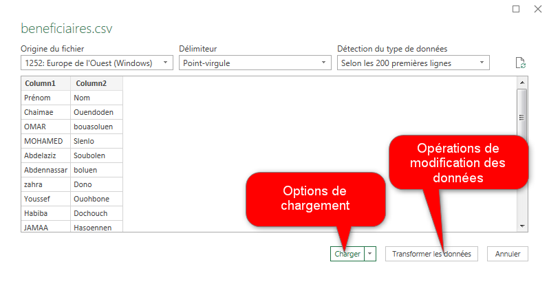 Excel, importer des données