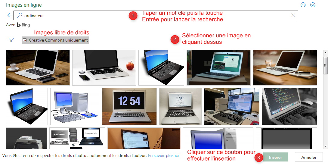 Insertion et formatage d'objets