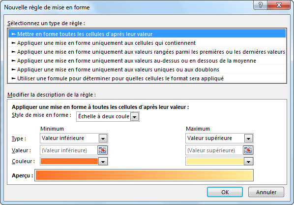 Formatage conditionnel personnalisé