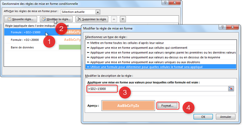 Formatage conditionnel personnalisé