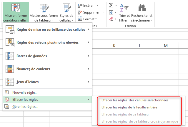 Formatage conditionnel personnalisé