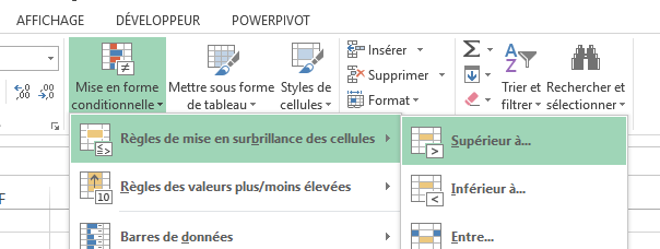 Formatage conditionnel personnalisé