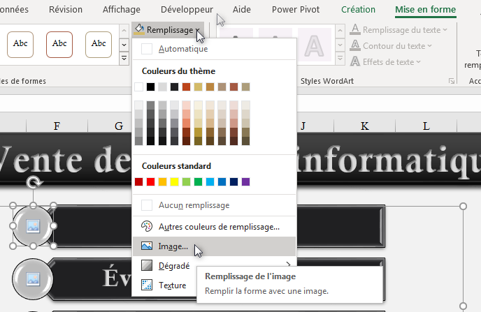 Insertion et formatage d'objets