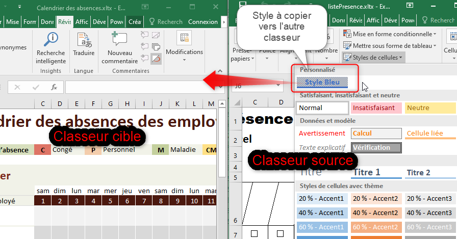 Excel, Copier un style de cellule