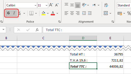 Formater le contenu d'une feuille Excel