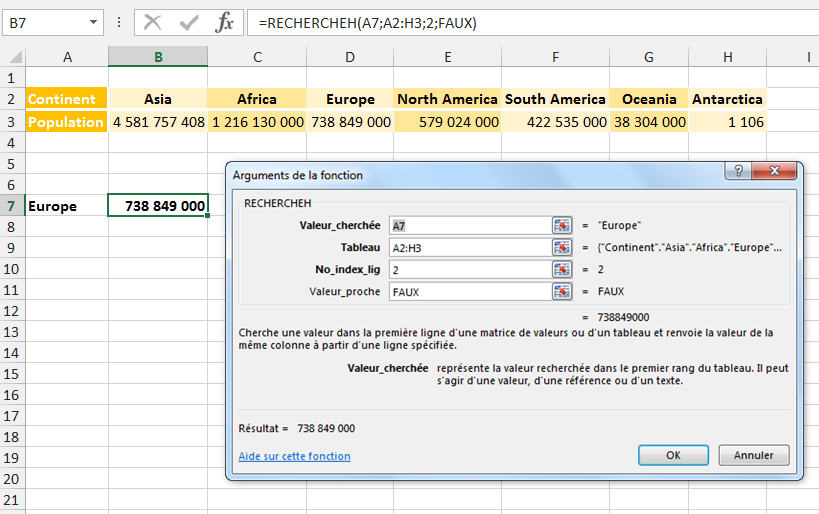 Excel, Les fonctions de Recherche