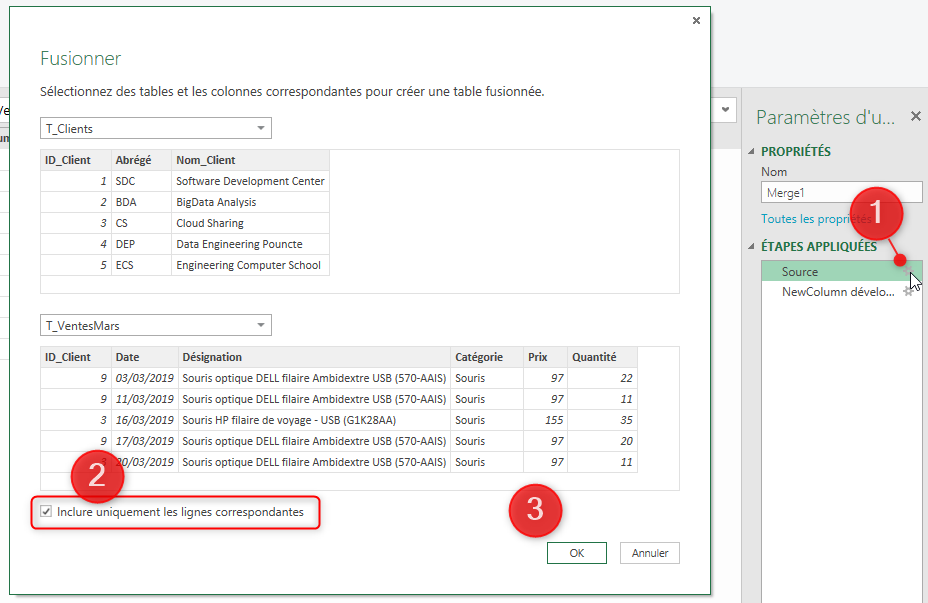 Excel, Modifier la requête