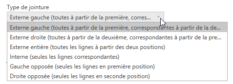 Excel, Les types des jointures Power Query